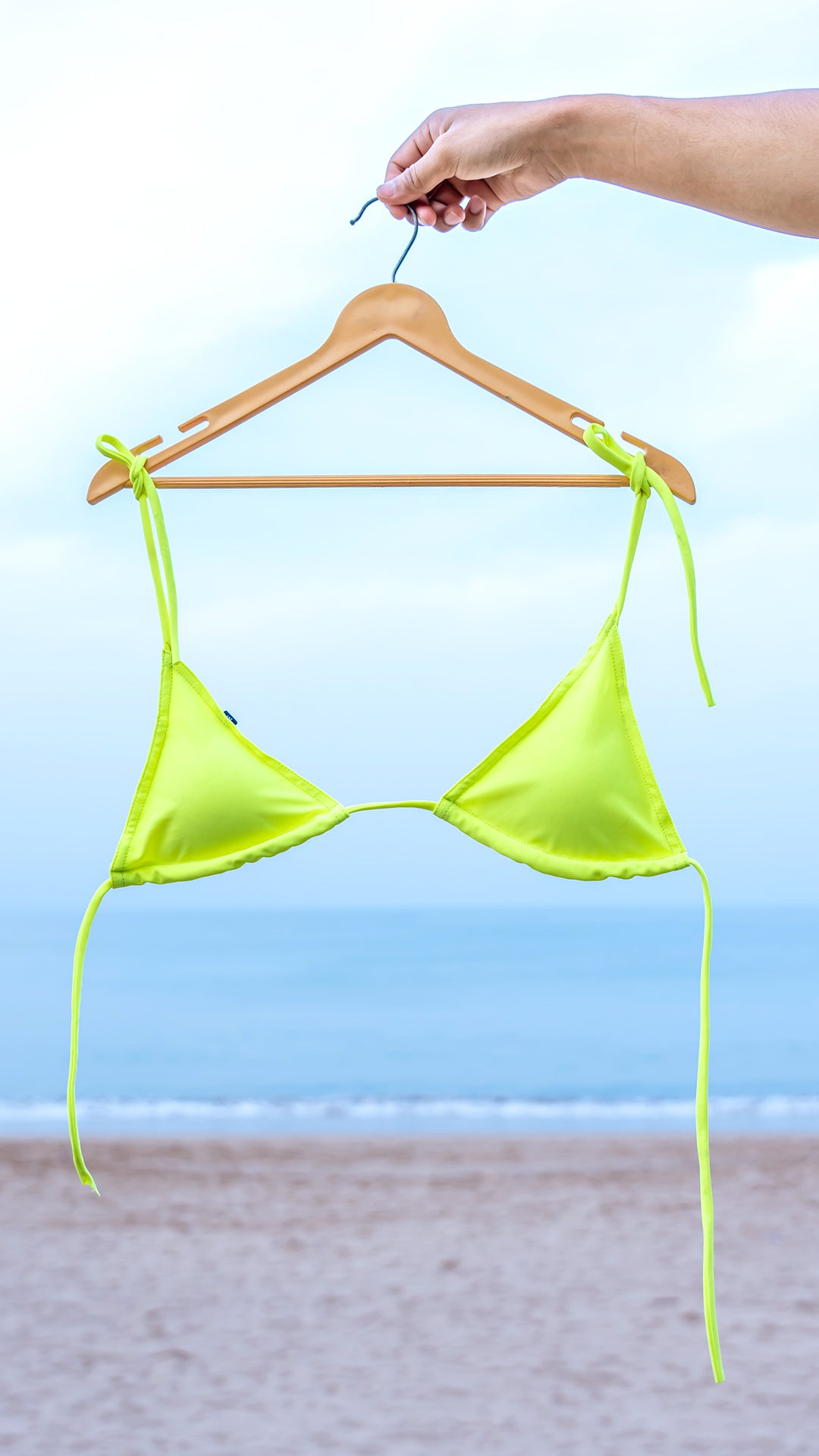 Logut Neon Lime Padded Bikini Top & Full Coverage Bikini Bottom