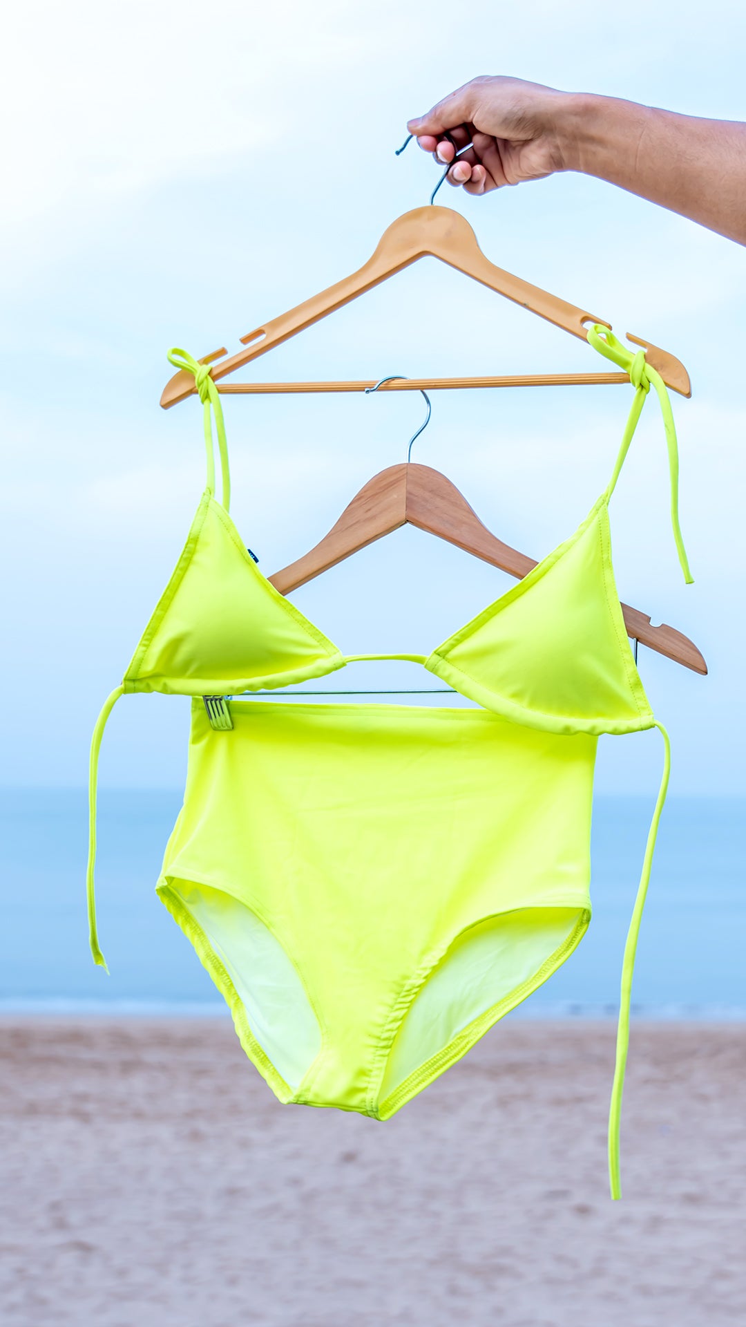 Logut Neon Lime Padded Bikini Top Full Coverage Bikini Bottom