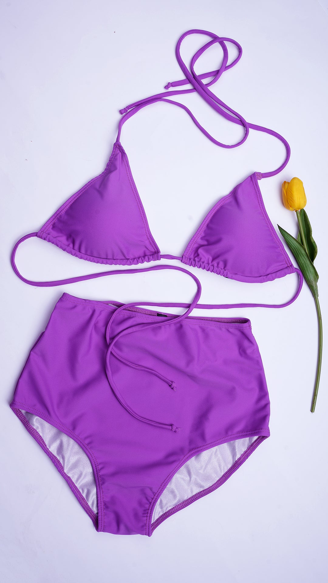 Logut Purple Bikini Padded Top & Full Coverage Bikini Bottom